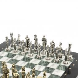 Шахматы подарочные "Афина" 32х32 см из змеевика и мрамора