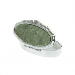 Таблетница эллипс на 2 отделения камень жадеит 6х3,5х2 см