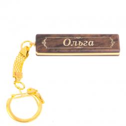 Брелок именной "Ольга" камень обсидиан