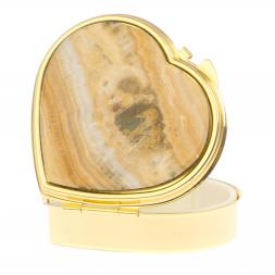 Таблетница "Сердце" на 3 отделения камень оникс цвет золото