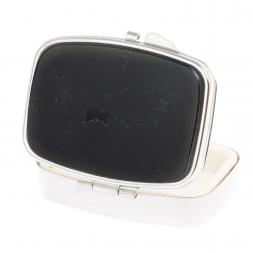 Таблетница на 2 отделения камень турмалин шерл цвет серебро