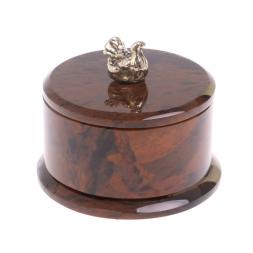 Шкатулка "Певчая птица" коричневый обсидиан 7,5х7,5х7,5 см