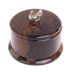 Шкатулка "Певчая птица" коричневый обсидиан 7,5х7,5х7,5 см