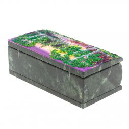 Шкатулка "Купюра. Рассвет" из шабровского змеевика 18х9,5х7 см