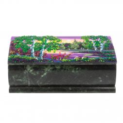 Шкатулка "Купюра. Рассвет" из шабровского змеевика 18х9,5х7 см