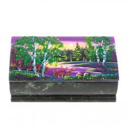 Шкатулка "Купюра. Рассвет" из шабровского змеевика 18х9,5х7 см