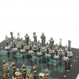 Шахматы "Афина" доска 32х32 см из змеевика