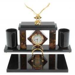 Письменный набор с часами "Орел" из яшмы