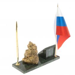 Флагшток с ручкой "Медведь на пне" из змеевика