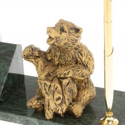 Флагшток с ручкой "Медведь на пне" из змеевика