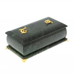 Шкатулка "Дуэт" из камня змеевик 19x10x7 см