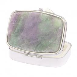Таблетница на 2 отделения зеленый флюорит цвет серебро