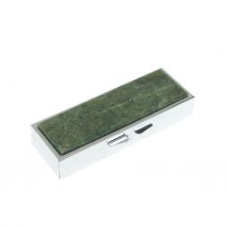 Таблетница на 3 отделения камень жадеит цвет серебро