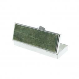 Таблетница на 3 отделения камень жадеит цвет серебро