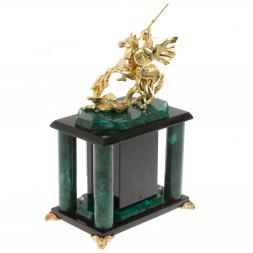 Каминные / настольные часы &amp;quot;Георгий Победоносец&amp;quot;  змеевик бронза