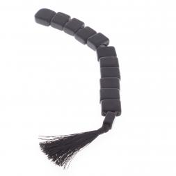 Четки из черного обсидиана перекидные 12 зерен с кисточкой