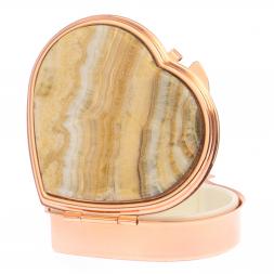 Таблетница "Сердце" на 3 отделения камень оникс цвет красное золото