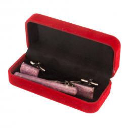 Набор запонки прямоугольные зажим для галстука камень турмалин