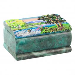 Шкатулка с расписной крышкой Лето 10,5х6,5х5 см