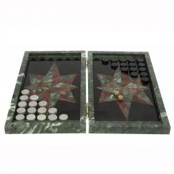 Подарочные нарды &amp;quot;Роза ветров&amp;quot; лемезит шабровский змеевик