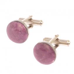 Набор запонки круглые зажим для галстука камень турмалин