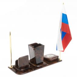 Письменный набор "Символ России" камень обсидиан