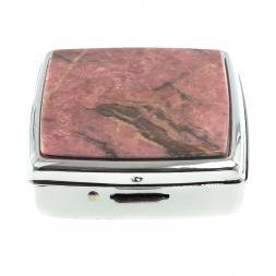 Таблетница на 2 отсека камень родонит цвет серебро