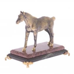 Настольная статуэтка из бронзы "Лошадь" на подставке из камня креноид
