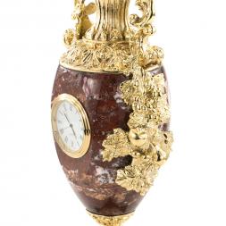 Интерьерная ваза с часами "Виноград" камень креноид бронза