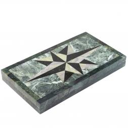 Настольные нарды "Звезда" офиокальцит / черный змеевик