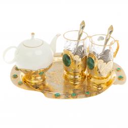 Набор чайный "Малахит" в подарочной коробке Златоуст