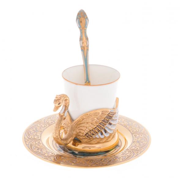 Кофейная пара &amp;quot;Белый лебедь&amp;quot; 80 мл в подарочной коробке Златоуст