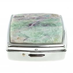 Таблетница на 2 отсека зеленый флюорит цвет серебро