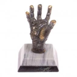 Статуэтка "Бронзовая рука" с шаром 4 см серый мрамор