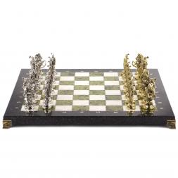 Шахматы подарочные "Рыцари крестоносцы" доска 44х44 см камень мрамор змеевик