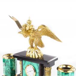 Настольный прибор из малахита "Двуглавый орел"