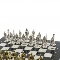 Шахматы "Великая Отечественная война" доска 40х40 см мрамор змеевик