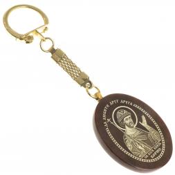 Брелок-оберег с молитвой "Св. князь Борис" камень обсидиан