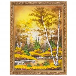 Картина "Осенняя ночь" багет 36х46 см, каменная крошка