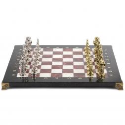 Шахматы подарочные "Средневековые рыцари" 36х36 см камень мрамор лемезит