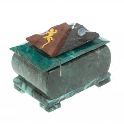 Шкатулка средняя прямоугольная камень змеевик 12х8х8,5 см