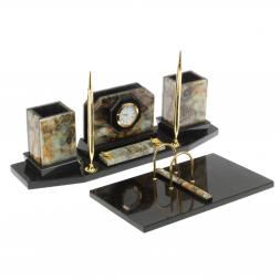 Настольный набор из натурального камня офиокальцит