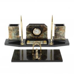 Настольный набор из натурального камня офиокальцит