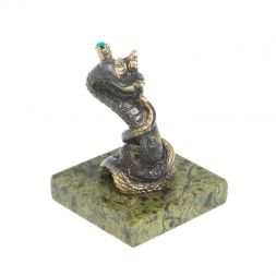 Бронзовая статуэтка "Змея - царевна" на змеевике
