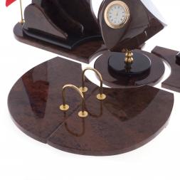 Письменный прибор "Лидер" камень обсидиан коричневый