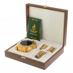 Набор фляжка с тремя стопками "Охотники" Златоуст