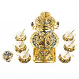 Самовар с сервизом на 6 персон "Лазуритовый" Златоуст