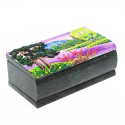 Шкатулка "Купюра. Летний пейзаж" из змеевика