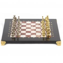 Шахматный набор "Римляне" доска 28х28 см мрамор и лемезит фигуры цвет золото-серебро