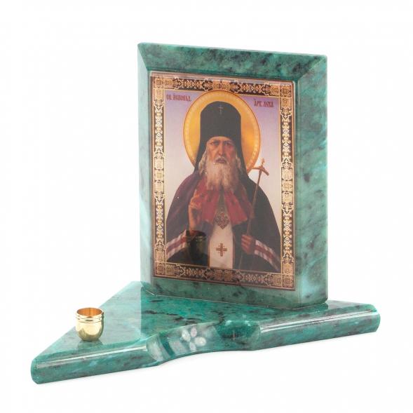 Икона с подсвечником Святой Лука малая из змеевика 9,5х9,5х10 см 119746
